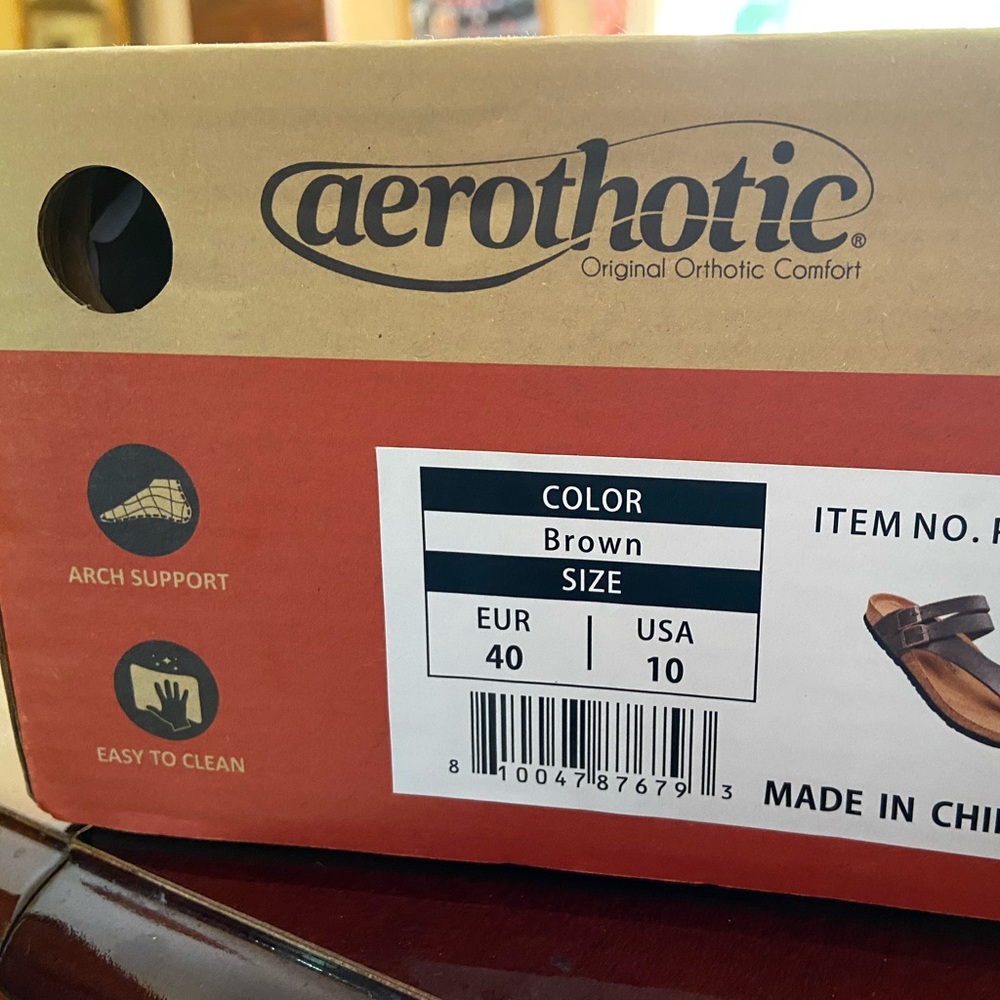 Sandals bought from Amazon. New, still in box. Runs narrow.